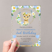 水彩可愛いジャングルライオン子供の誕生日 アクリル招待状 (インサイチュ (ポータブル))