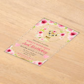 水彩可愛いジャングルライオン子供の誕生日 アクリル招待状 (レイダウン)