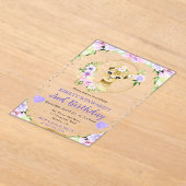 水彩可愛いジャングルライオン子供の誕生日 アクリル招待状 (レイダウン)