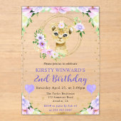 水彩可愛いジャングルライオン子供の誕生日 アクリル招待状 (正面)