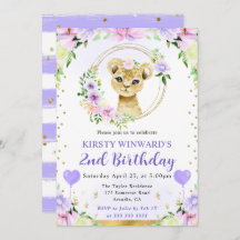 水彩可愛いジャングルライオン子供の誕生日