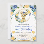 水彩可愛いジャングルライオン子供の誕生日 招待状 (正面)