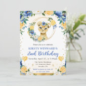 水彩可愛いジャングルライオン子供の誕生日 招待状 (スタンド正面)