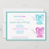 水彩可愛いゾウ性別でパーティー 招待状 (正面)