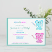 水彩可愛いゾウ性別でパーティー 招待状 (スタンド正面)