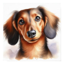 水彩可愛いダシュント犬