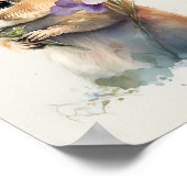 水彩可愛いチムンクと花 ポスター (角)