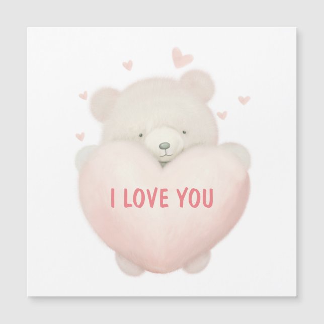水彩可愛いテディベアとハート – 愛してる (正面)