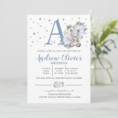 水彩可愛いテディベア男の赤ちゃん《キリスト教》洗礼式や命名式 招待状 (スタンド正面)