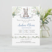 水彩可愛いテディベア男の赤ちゃん《キリスト教》洗礼式や命名式 招待状 (スタンド正面)