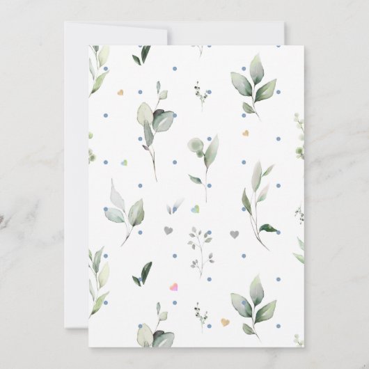 水彩可愛いテディベア男の赤ちゃん《キリスト教》洗礼式や命名式 招待状 (裏面)