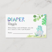 水彩可愛いディノベビーシャワーおむつラッフル エンクロージャーカード (正面)