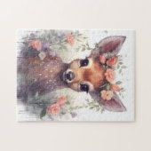 水彩可愛いトナカイフローラパズルウッドランド ジグソーパズル (横)