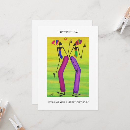 水彩可愛いトロピカルサマー誕生日 カード (正面/裏面インサイチュ)