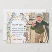 水彩可愛いドラゴン誕生日サンキューカード 招待状 (正面)