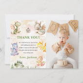 水彩可愛いドラゴン誕生日サンキューカード 招待状 (正面)