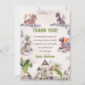 水彩可愛いドラゴン誕生日サンキューカード 招待状 (正面)