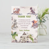 水彩可愛いドラゴン誕生日サンキューカード 招待状 (スタンド正面)