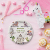 水彩可愛いドラゴン誕生日紙プレート ペーパープレート (パーティー)