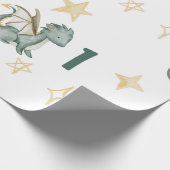 水彩可愛いドラゴン誕生日 ラッピングペーパー (角)