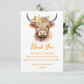 水彩可愛いハイランド牛ふくらはぎシャワー サンキューカード (スタンド正面)
