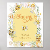 水彩可愛いハチの願い ポスター (正面)