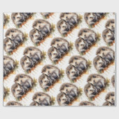 水彩可愛いハリネズミ動物野生動物自然 ラッピングペーパー (フラット)