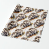 水彩可愛いハリネズミ動物野生動物自然 ラッピングペーパー (アンロールド)