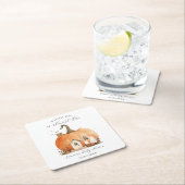 水彩可愛いハロウィーンカボチャ赤ちゃんシャワー スクエアペーパーコースター (インサイチュ)