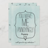 水彩可愛いハートおもしろいバレンタインデー シーズンカード (正面/裏面)