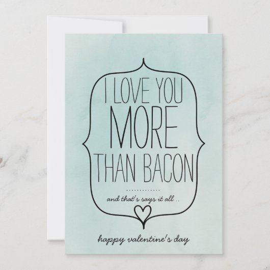 水彩可愛いハートおもしろいベーコンバレンタインデー シーズンカード (正面)