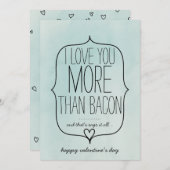 水彩可愛いハートおもしろいベーコンバレンタインデー シーズンカード (正面/裏面)