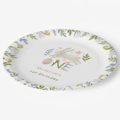 水彩可愛いバニーガール1st誕生日 ペーパープレート (アングル)