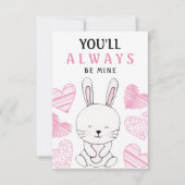 水彩可愛いバニーバレンタインデーの挨拶 カード (正面)