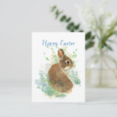 水彩可愛いバニーラビットハッピーイースター シーズンポストカード (スタンド正面)