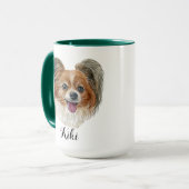 水彩可愛いパピヨン犬はおもしろい事実を育てる マグカップ (正面左)