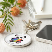 水彩可愛いパンダとレインボーハート キーホルダー (側面)