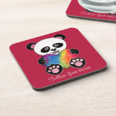 水彩可愛いパンダとレインボーハート コースター (左側)