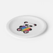 水彩可愛いパンダとレインボーハート ペーパープレート (アングル)