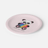 水彩可愛いパンダとレインボーハート ペーパープレート (アングル)