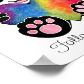 水彩可愛いパンダとレインボーハート ポスター (角)