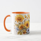 水彩可愛いヒマワリ蜂マグカップ マグカップ (左)