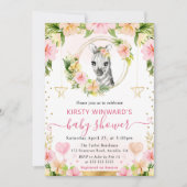 水彩可愛いピンクのジャングルゼブラベビーシャワー 招待状 (正面)