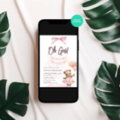 水彩可愛いピンクのテディベア赤ちゃんシャワー 招待状