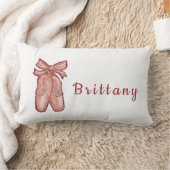 水彩可愛いピンクのバレエ靴パーソナライズされた ランバークッション (ブランケット)