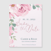 水彩可愛いピンクのフローラ結婚式の日付を保存 (正面)