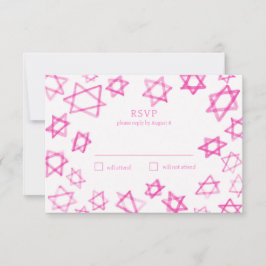 水彩可愛いピンクの星デイビッドバーバルミツワー 出欠カード