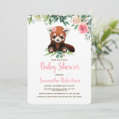 水彩可愛いピンクベアーガールベビーシャワー 招待状 (スタンド正面)