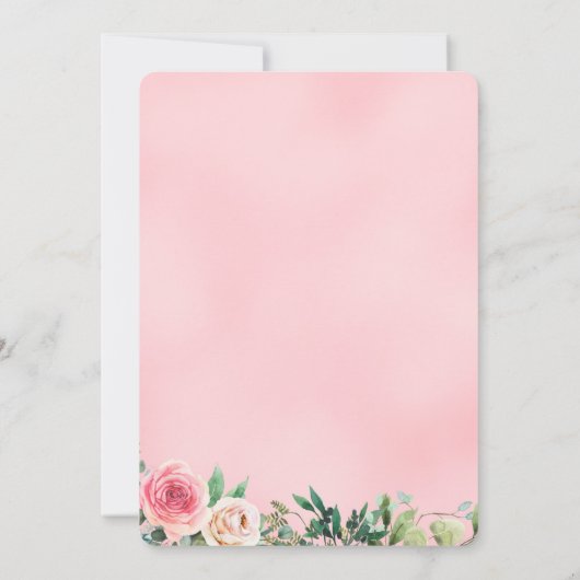 水彩可愛いピンクベアーガールベビーシャワー 招待状 (裏面)