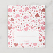 水彩可愛いピンク赤いハートバレンタインデー プレイスカード (外部開封)